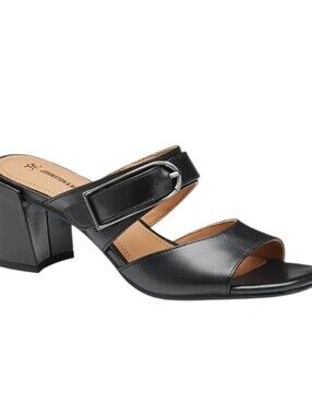 Johnston & Murphy Everly Leather Buckle Hardware Banded Slides Sandals..Size...9